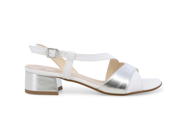 Melluso Sandali Donna Eleganti Inserti Argento Tomaia Pelle Bianca K35157Z-243833